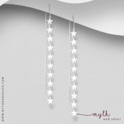 925 sterling silver long star threader earrings