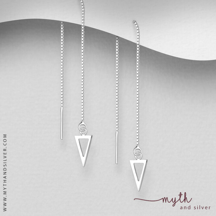 925 Sterling silver triangle threader earrings