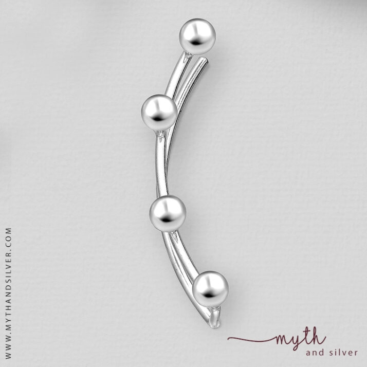 4 ball ear climber in 925 Sterling silver