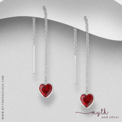 Sterling silver red heart CZ earrings