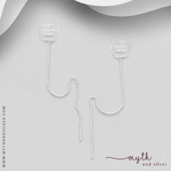 925 Sterling Silver threader earrings with ear cuffs attached