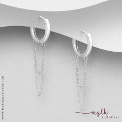 Sterling silver chain hoop earrings