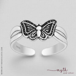 925 Sterling silver oxidised butterfly toe ring