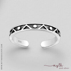 925 Sterling silver toe ring with geometric oxidised design