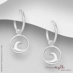 Sterling silver wave hoop earrings