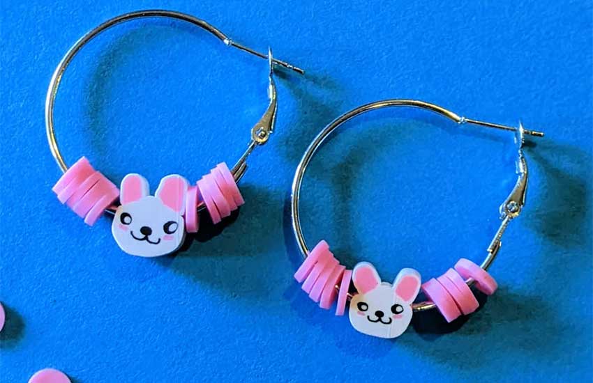 Polymer clay hoop earrings