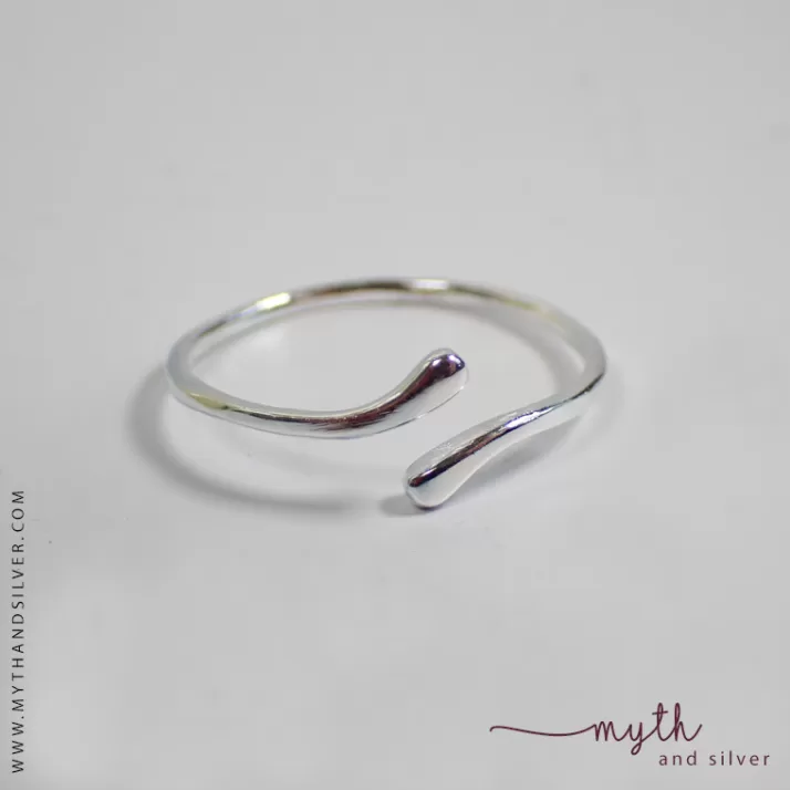 Close up of silver adjustable ring