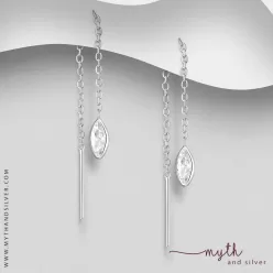 925 Sterling Silver threader earrings with cz droplet